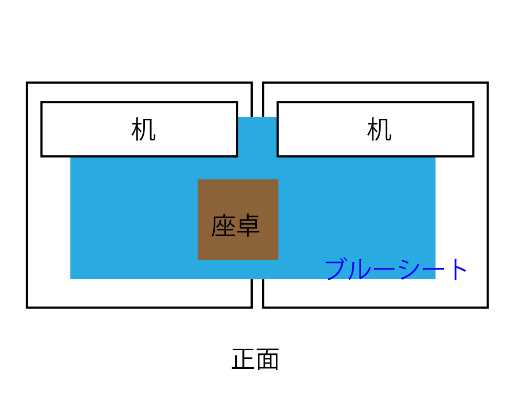 ②ペーパークラフトブース ブース内レイアウト図（机・展示物・動線の配置）