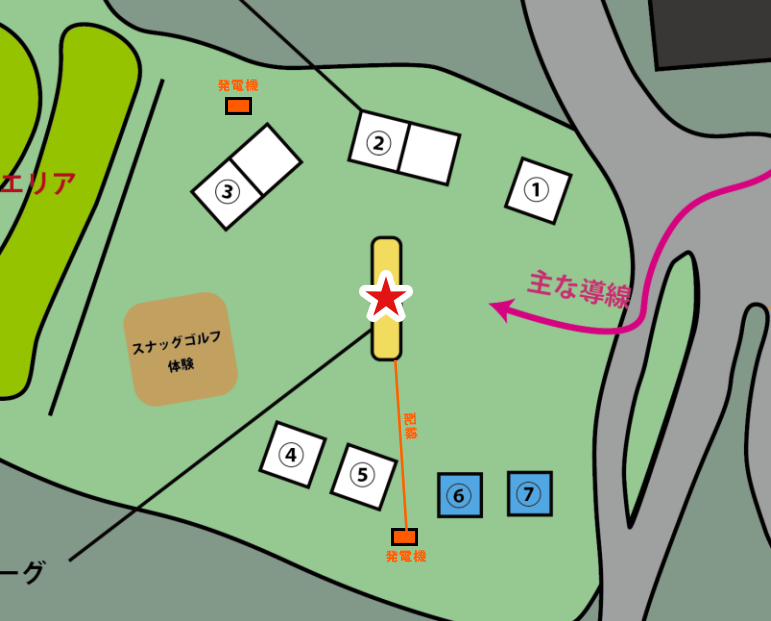 中央メイン展示物 設置箇所図（会場内の設置位置）